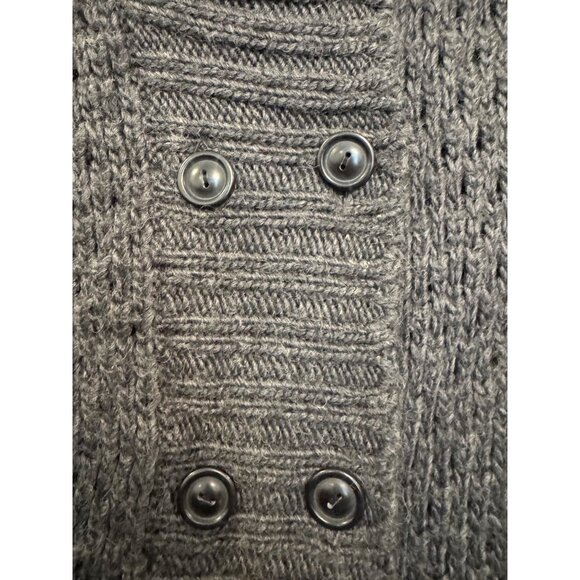 Cardigan Womens S Acrylic/Wool Gray Ribbed Button Front Long Sleeve Knit Sweater - Picture 2 of 6